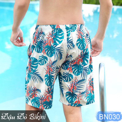 Quần đùi đi biển nam, quần thể thao du lịch hoạ tiết hoa lá trẻ trung, phom rộng rãi thoải mái, chất đẹp dày dặn | BN030