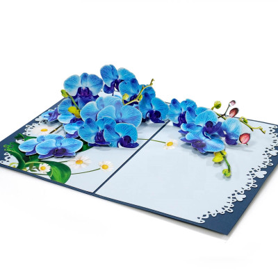 Thiệp 3D Pop Up Hoa Lan Xanh – Thiệp Hoa Nghệ Thuật, Thiệp Chúc Mừng, Sinh Nhật, Sang Trọng, F45