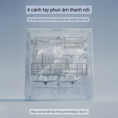 Máy Rửa Bát Xiaomi Mijia S2 5 Bộ – Khử Trùng 99,9%, Tiêu Thụ Nước Ít Hơn 85% Rửa Tay Kết Nối App Xiaomi - Hàng Nhập Khẩu