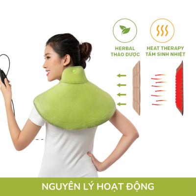 Bộ đai chườm nóng thảo dược giảm đau vai gáy dùng điện - Hapaku