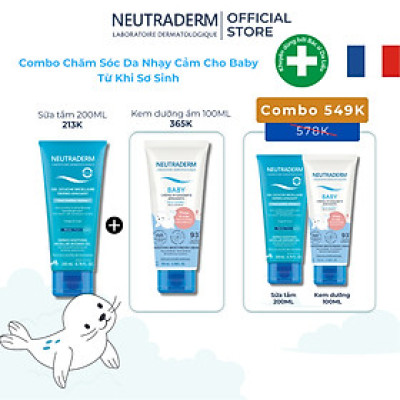 Combo chăm sóc da nhạy cảm dành cho baby từ sơ sinh Neutraderm