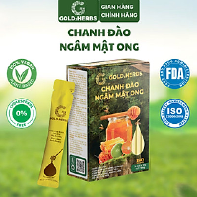 Chanh đào ngâm mật ong goldzherbs, 100% mật ong nguyên chất – Hũ 300g/ Hộp 15 gói