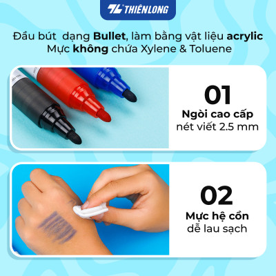 Combo 12 Bút lông bảng - Whiteboard Marker Liquid Thiên Long WB-022 - Không Xylene