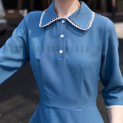 Đầm xanh xếp ly NGADO