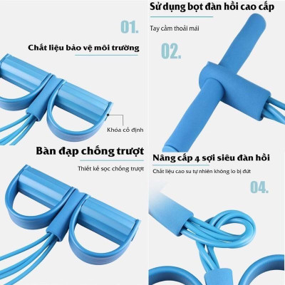 Dây tập bụng, dây kéo kháng lực tập cơ vai và ngực 4 ống, 6 ống Sportslink