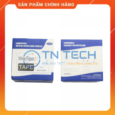 Giấy in Decal Brother DK-22205 - 62mm x 30.48m - Chữ đen nền trắng - Dùng cho máy in BROTHER - QL [Hàng nhập khẩu]