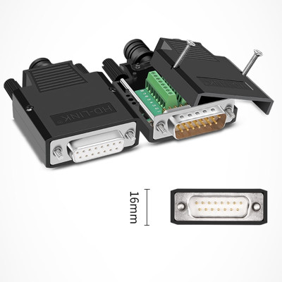 Đầu bấm cổng DB15 đực male bắt vít kèm vỏ ốp nhựa chân đồng HD-LINK YL-SCD-15M. HÀNG CHÍNH HÃNG