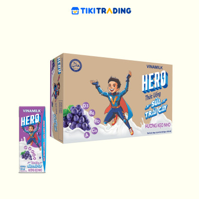 Thùng 48 hộp thức uống sữa trái cây vị kẹo nho Vinamilk Hero 180ml