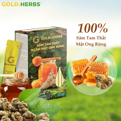 Sâm tam thất ngâm mật ong rừng GoldzHerbs, 100% mật ong nguyên chất – Hũ 300g/ Hộp 15 gói