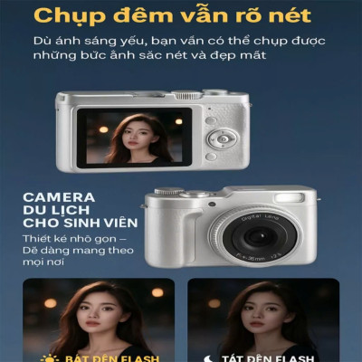 Máy Chụp Ảnh Mini Kèm Thẻ 512G T Retro Kỹ Thuật Số CCD 4K Cho Học Sinh – Nhỏ Gọn, Thời Trang, Chụp Siêu Nét- HÀNG CHÍNH HÃNG MINIIN