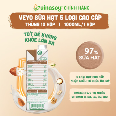 Thùng Veyo sữa hạt 05 loại cao cấp (10 hộp x 1 Lít)
