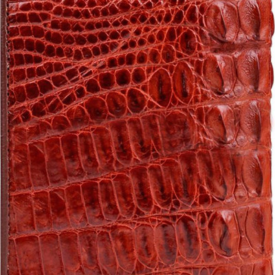 Ví Nam Da Cá Sấu Gai Lưng Kiểu Đứng Huy Hoàng HT2255 (12.5 x 10 cm) - Nâu Đỏ