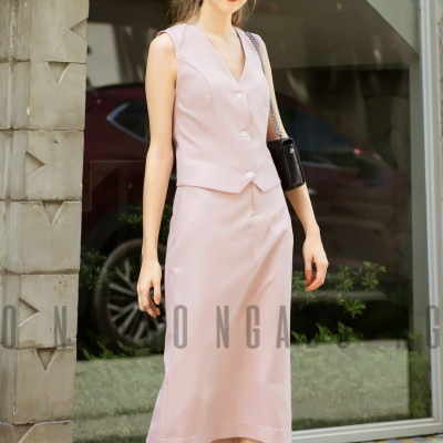 Set hồng áo gile chân váy bút chì NGADO , set đồ nữ , Áo gile nữ , Set gile nữ , Đồ công sở , Đồ thiết kế