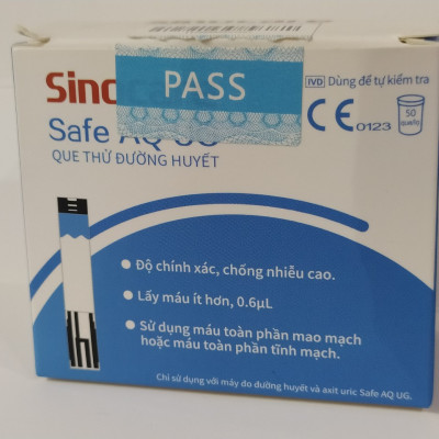 50 Que Thử Đường Huyết  Dùng Cho Máy Safe AQ UG Kèm 50 Kim Chích Máu Sinocare