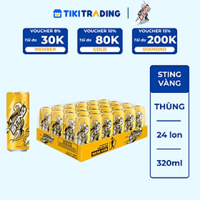 Thùng 24 Lon Nước Tăng Lực Sting Vàng (320ml/Lon)