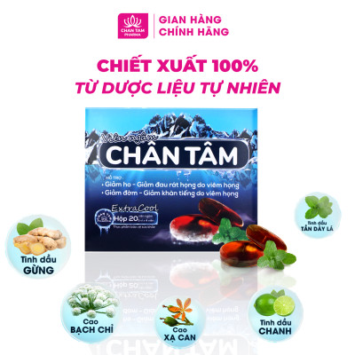 [Chính Hãng] Kẹo ngậm ho Chân Tâm Hộp 20 Viên - Hỗ Trợ Giảm Ho, Đờm, Đau Họng