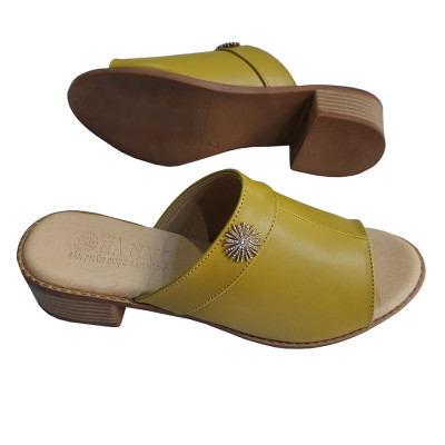 Dép Nữ Quai Ngang Cao Gót HÀ NAM Da Bò Thật Thời Trang Cao Cấp 3cm DNU2175