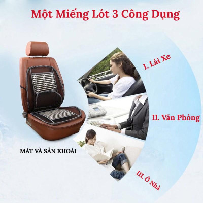 Bộ Lót Ghế Tựa Lưng Ô Tô Lưới Trúc Massage Lưng Chống Mỏi, Chống Nóng Hiệu Quả - 1 Chiếc.