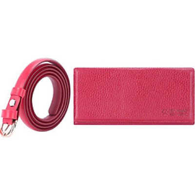 Bộ Thắt Lưng Và Ví Nữ Da Bò Huy Hoàng HT5111-HT3121 (Đỏ)