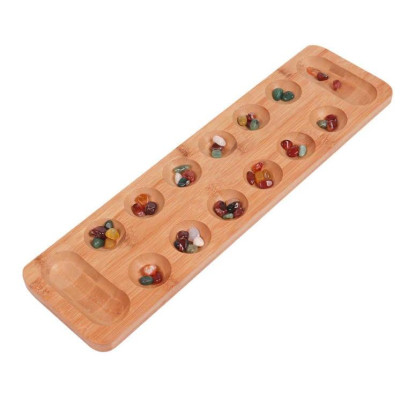 Bộ trò chơi ô ăn quan hộp gỗ kèm đa sắc mầu tự nhiên