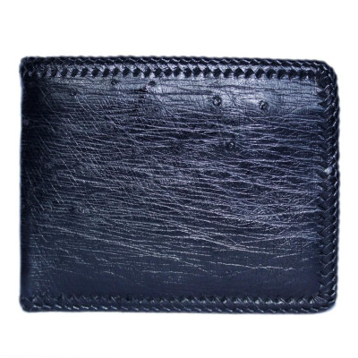 HP2439-40-41-42 - Ví nam Huy Hoàng da đà điểu da bụng đan viền màu đen, nâu đất, nâu đỏ, vàng bò