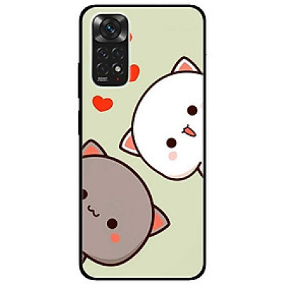 Ốp lưng dành cho Xiaomi Redmi Note 11 4G - Hai Chú Mèo Trái Tim Đỏ