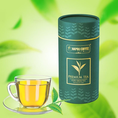 TRÀ XANH PREMIUM TEA Napoli Coffee Cao Cấp Cầu Đất Đà Lạt Giúp Định thần, Đậm vị, Hậu Ngọt Thơm Lâu - Lon 100g