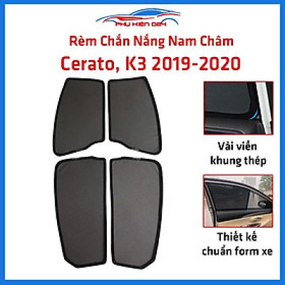 Bộ 4 rèm chắn nắng nam châm Cerato, K3 2019-2020 khung cố định chống tia UV