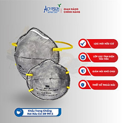 Khẩu trang than hoạt tính lọc mùi 3M 9913, chính hãng, lọc hơi hữu cơ