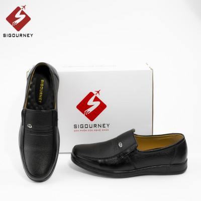 Giày nam trung niên da bò cao cấp nhập khẩu dùng làm quà tặng cho bố SIGOURNEY SIG-14 màu đen