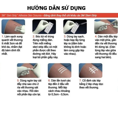 Vỉ 6 miếng dán thay chỉ khâu da 3M Steri-strip™ R1547 – 12mm x 100mm | Sản xuất tại Mỹ