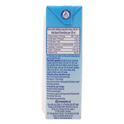 Thùng 48 Hộp Sữa tiệt trùng Vinamilk Flex không Lactose 180ml