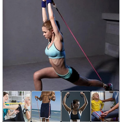 Bộ dụng cụ dây cao su đàn hồi tập thể thao, tập gym tại nhà tiện dụng (tặng túi đựng dây rút) - Hàng chính hãng 