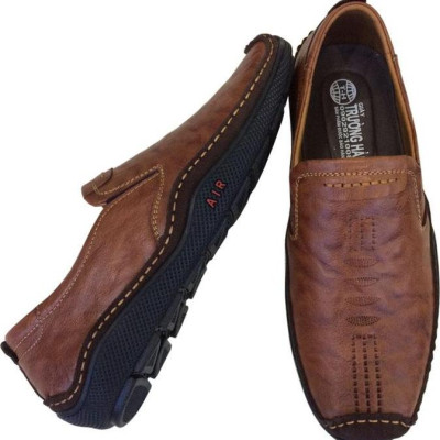 Giày mọi nam Trường Hải màu vàng bò da bò thật cao cấp không bong tróc đế cao su chống mòn không trơn GMTH095