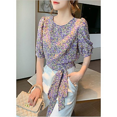 ÁO HOA CROPTOP THẮT NƠ EO XINH XẮN