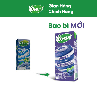 Thùng 48 Hộp Sữa Chua Lên Men Tự Nhiên Yomost Bạc Hà - Việt Quất (170ml/Hộp)