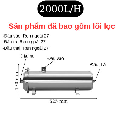 Máy lọc nước UF Lõi Lọc PVDF, lọc nước đầu nguồn, lọc nước sinh hoạt, nước máy, công suất 2000L/giờ hàng nhập khẩu