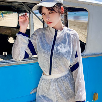 Bộ đồ bơi bikini nữ 2 mảnh kèm áo ren tay dài đi tắm biển, đi tập yoga, tập gym - B12