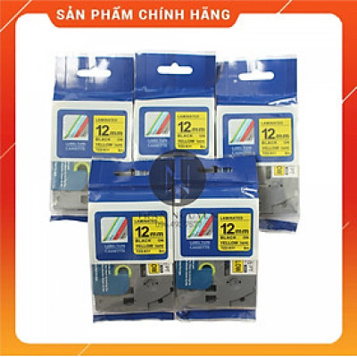 [Combo 5 hộp] Nhãn In đa lớp Tz2-631 - Đen nền vàng 12mm x 8m - Hàng nhập khẩu
