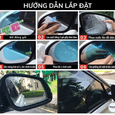 Bộ Miếng Dán Chống Nước Gương Ô Tô Xe Máy Dán Kính Chống Mưa Chống Đọng Nước Phủ NANO Cao Cấp