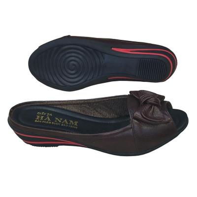 Dép Nữ Quai Ngang Đế Xuồng HÀ NAM Thời Trang Da Bò Cao Cấp 4cm DNU2073