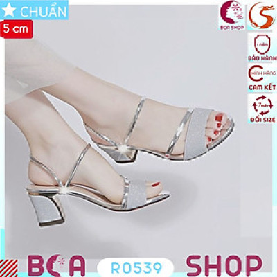 Giày cao gót nữ 5p RO539 ROSATA tại BCASHOP hở mũi, quai ngang 2 dây có thể mang theo nhiều kiểu, màu bạc
