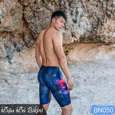 Quần bơi nam cao cấp, dáng lửng ngang gối, mẫu đa màu lập thể cá tính, thun bơi lạnh dày mát mịn co giãn cực tốt | BN050