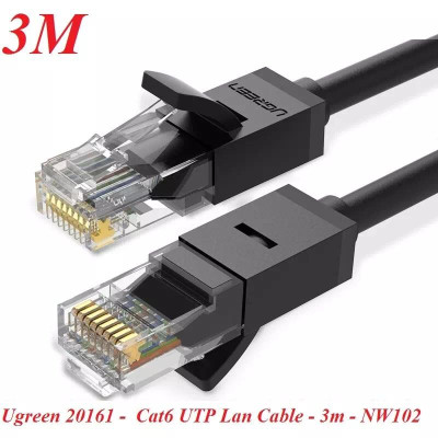 Ugreen UG20161NW102TK 3M màu Đen Cáp mạng LAN CAT6 UTP - HÀNG CHÍNH HÃNG