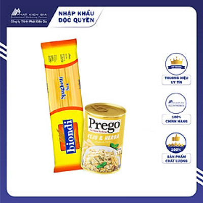 COMBO 1 Hộp Sốt Mì Ý Phô Mai & Thảo Mộc Prego 290g + 1 Gói Mì Ý Spaghetti Số 4 Biondi 500g
