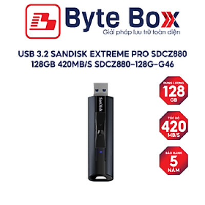 USB 3.2 SanDisk Extreme Pro SDCZ880 128GB 420MB/s SDCZ880-128G-G46 - Bảo hành 5 năm - Hàng chính hãng