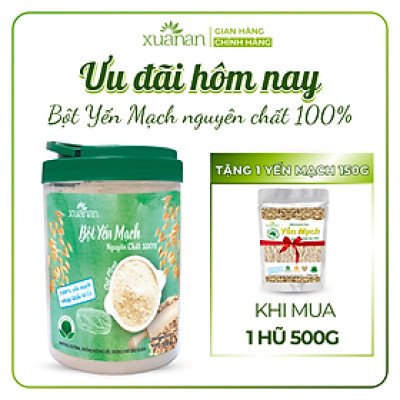 Bột Yến Mạch Nguyên Chất 100% Xuân An [ko đường] Hộp 500G(Tặng Kèm 1 Túi Yến Mạch 150G)