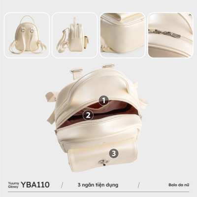 Balo Yuumy ( Thời trang nữ mini phong cách dễ thương  - Balo da Glossy YBA110 )