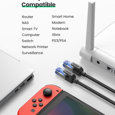 Ugreen UG80432NW153TK 3M CAT8 Shielded Cáp nối mạng Lan giữa các máy tính - HÀNG CHÍNH HÃNG