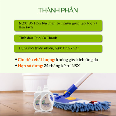 Nước lau sàn Hữu cơ Ecocare đuổi muỗi tinh dầu Sả chanh 4000ml 